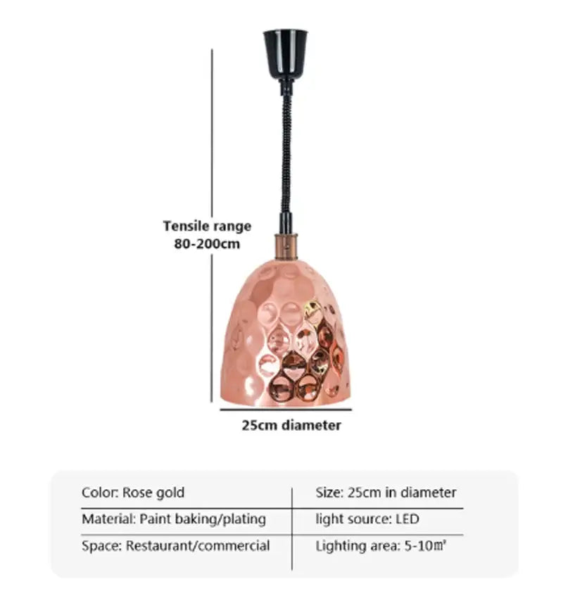 Industrial copper electric food heat lamp kitchen pendant light
