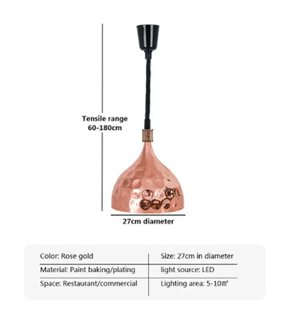 Industrial copper electric food heat lamp kitchen pendant light