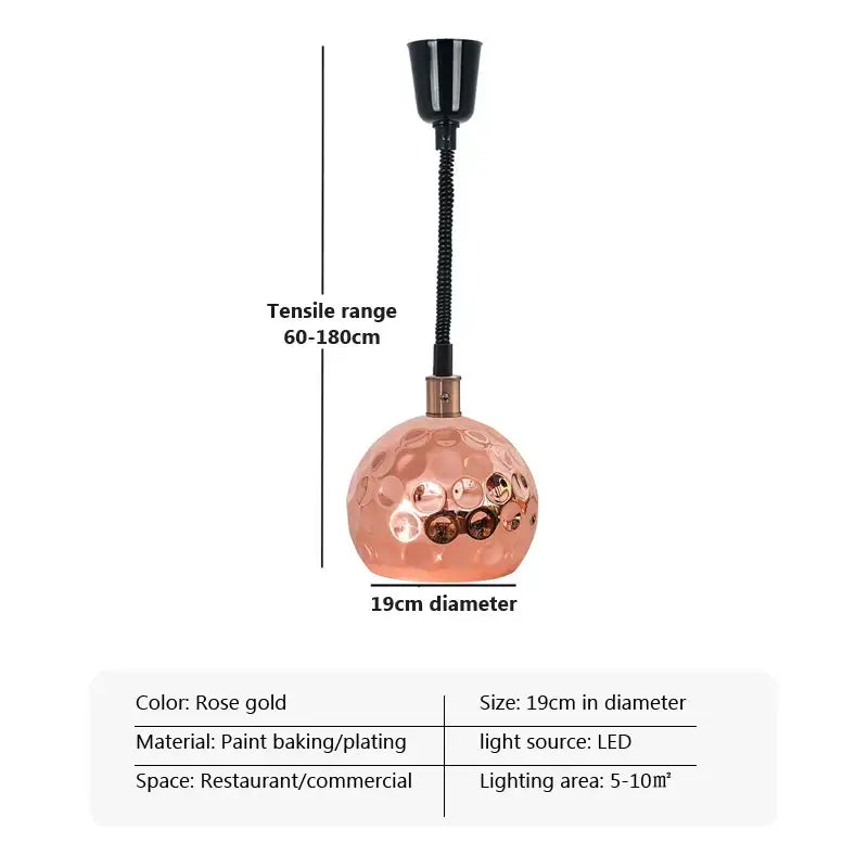Industrial copper electric heat lamp 5-piece set dining room pendant light