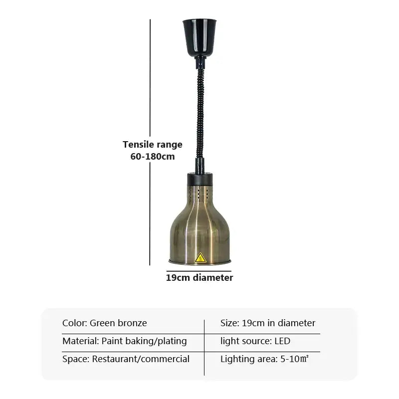 Industrial copper electric heat lamp 5-piece set dining room pendant light