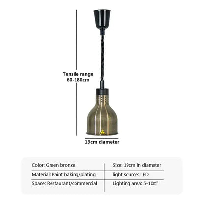 Industrial copper electric heat lamp 5-piece set dining room pendant light