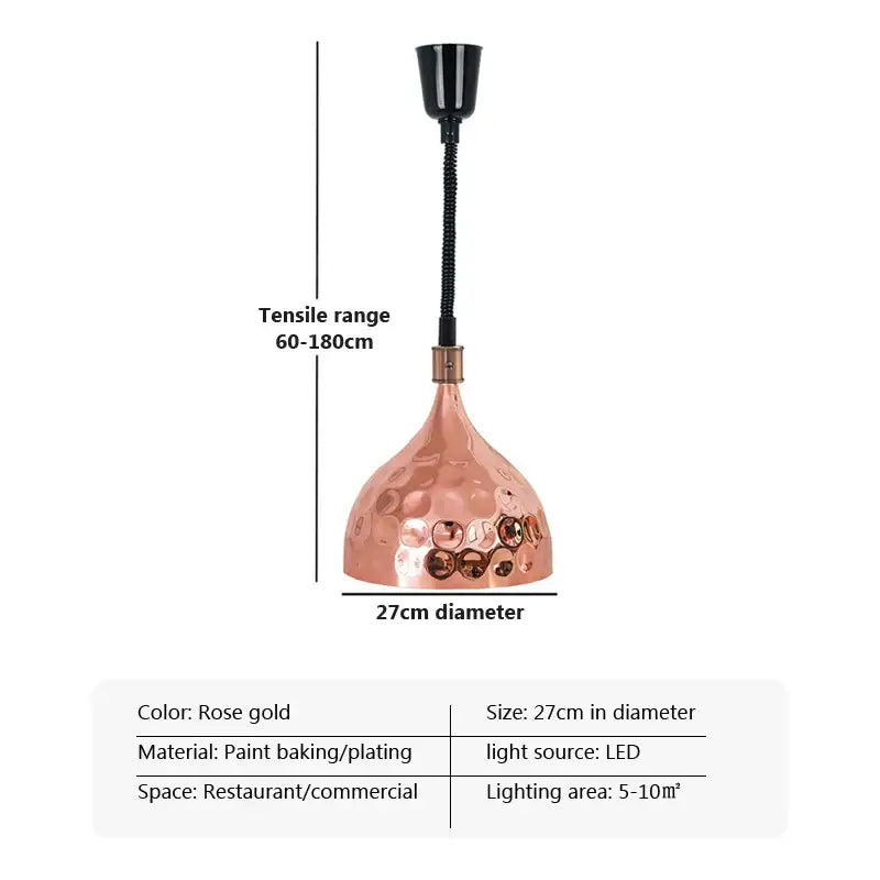 Industrial copper electric heat lamp 5-piece set dining room pendant light