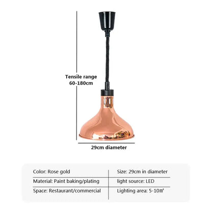 Industrial copper electric heat lamp 5-piece set dining room pendant light
