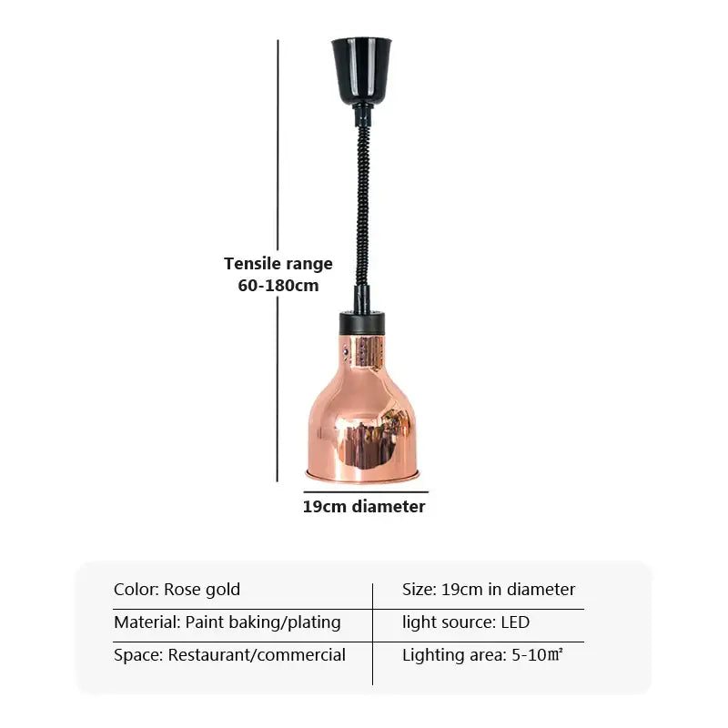 Industrial copper electric heat lamp 5-piece set dining room pendant light