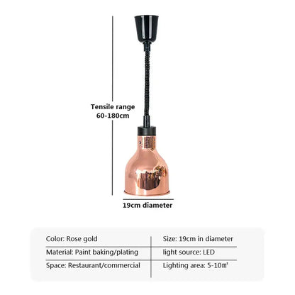 Industrial copper electric heat lamp 5-piece set dining room pendant light