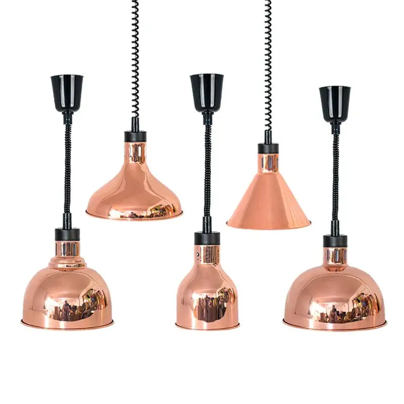 Industrial copper electric heat lamp 5-piece set dining room pendant light