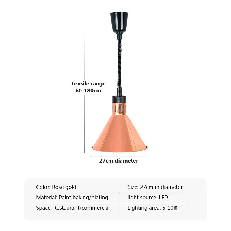 Industrial copper electric heat lamp 5-piece set dining room pendant light
