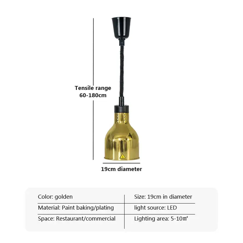 Industrial copper electric heat lamp 5-piece set dining room pendant light