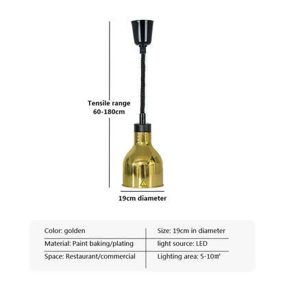 Industrial copper electric heat lamp 5-piece set dining room pendant light
