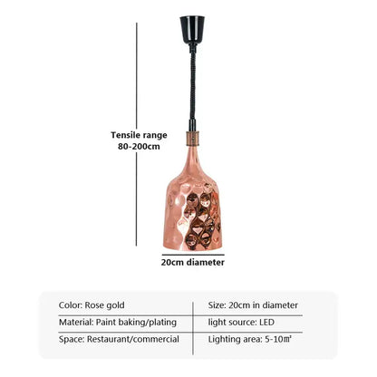 Industrial copper electric heat lamp 5-piece set dining room pendant light