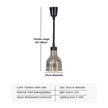 Industrial copper electric heat lamp 5-piece set dining room pendant light