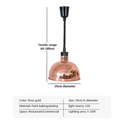 Industrial copper electric heat lamp 5-piece set dining room pendant light