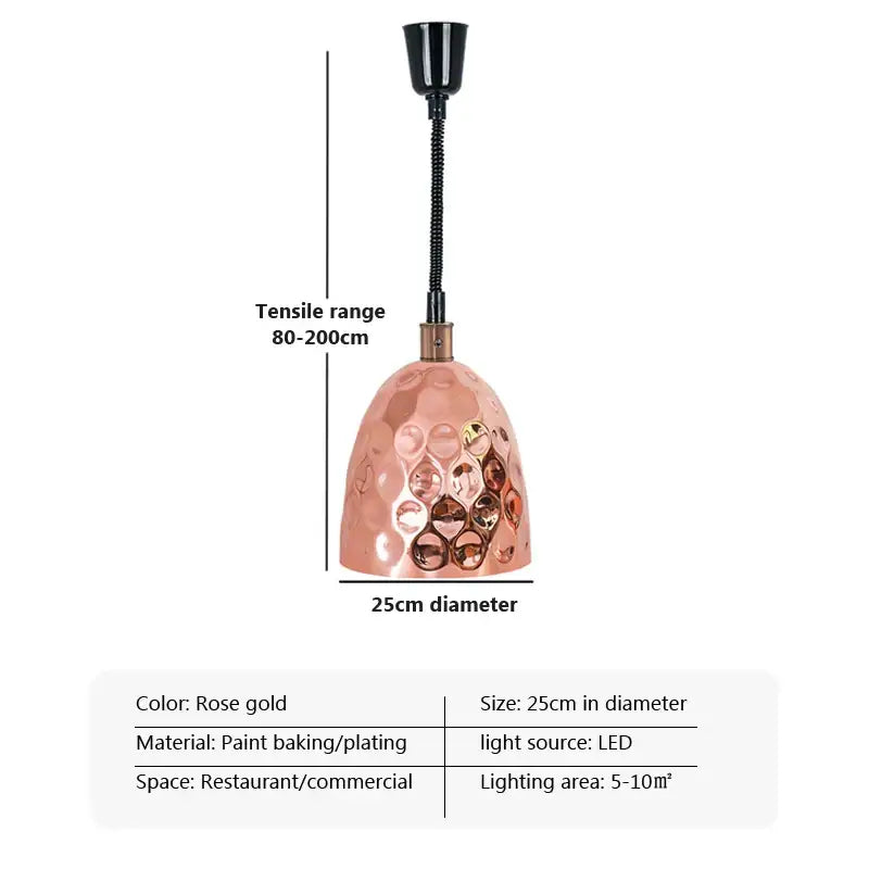 Industrial copper electric heat lamp 5-piece set dining room pendant light
