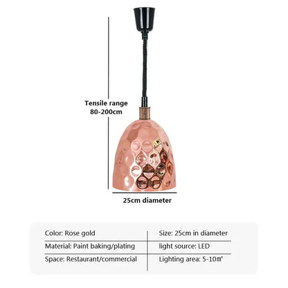 Industrial copper electric heat lamp 5-piece set dining room pendant light