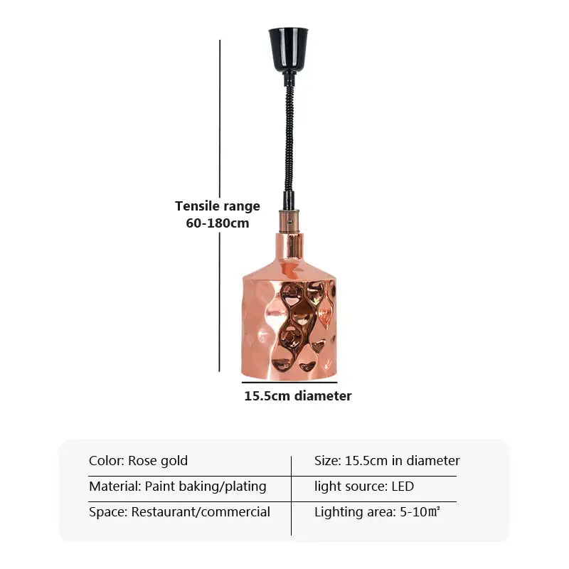 Industrial copper electric heat lamp 5-piece set dining room pendant light
