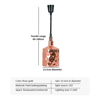 Industrial copper electric heat lamp 5-piece set dining room pendant light