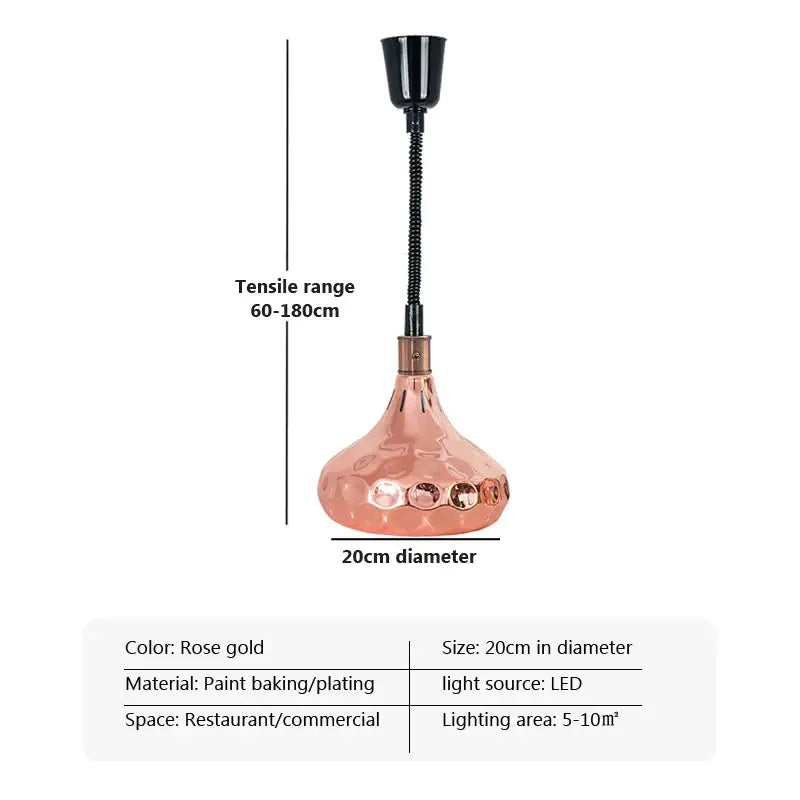 Industrial copper electric heat lamp 5-piece set dining room pendant light