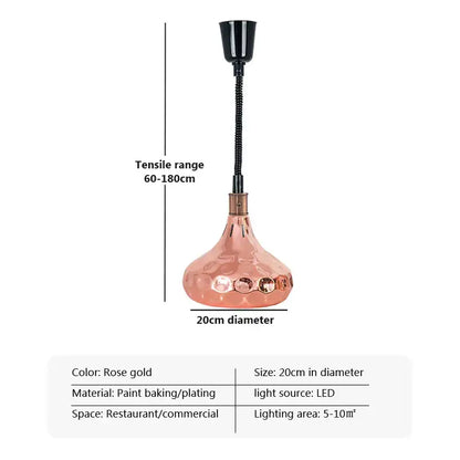 Industrial copper electric heat lamp 5-piece set dining room pendant light