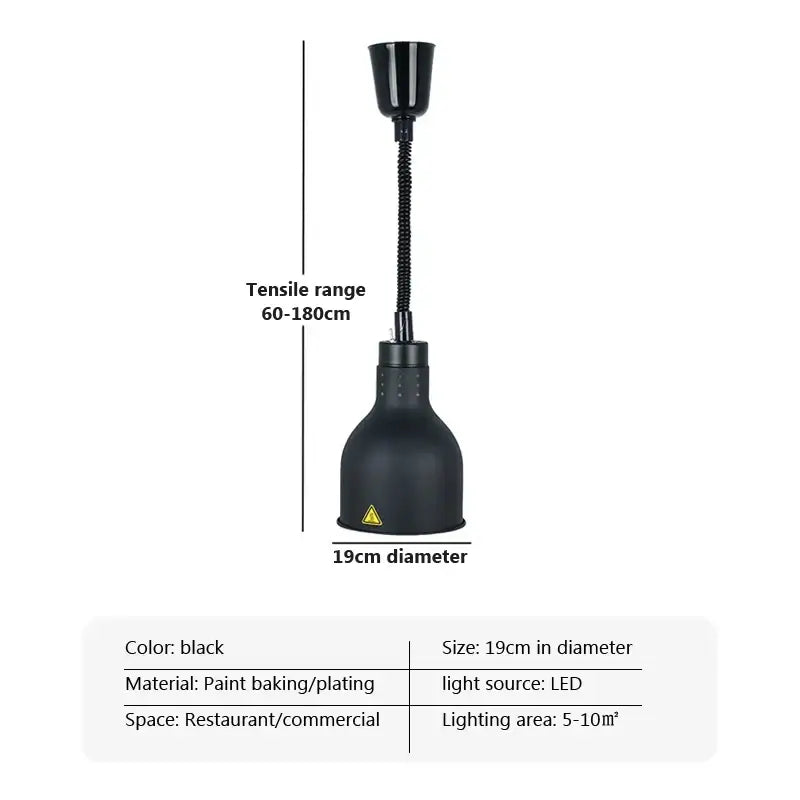 Industrial copper electric telescopic food heat pendant light kitchen