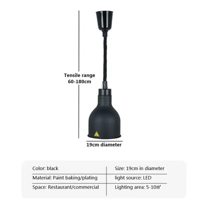Industrial copper electric telescopic food heat pendant light kitchen