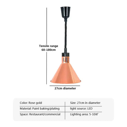 Industrial copper electric telescopic food heat pendant light kitchen