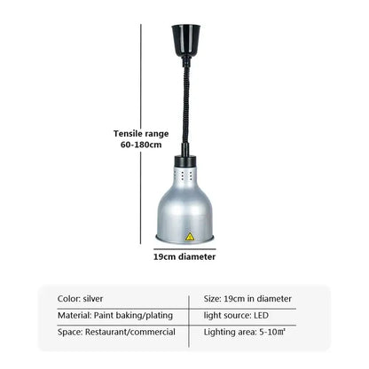 Industrial copper electric telescopic food heat pendant light kitchen