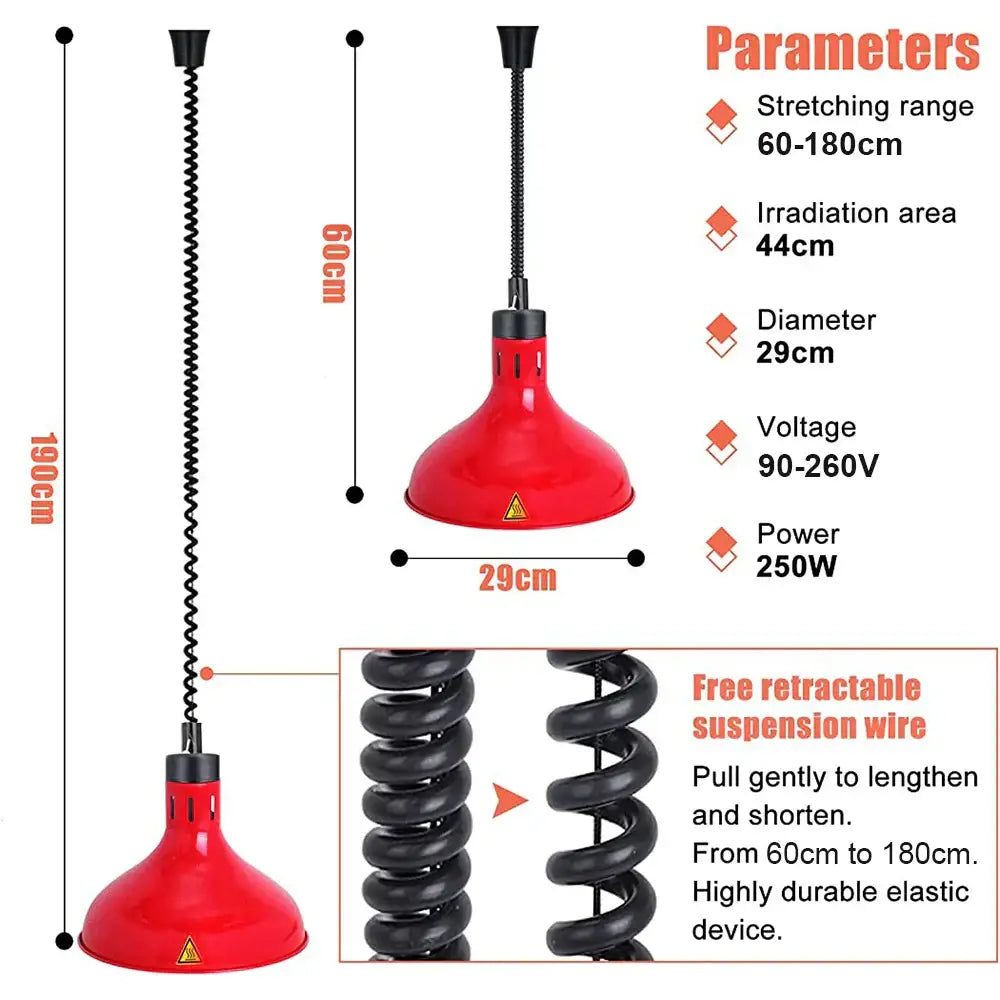 Industrial copper electric telescopic food heat pendant light kitchen