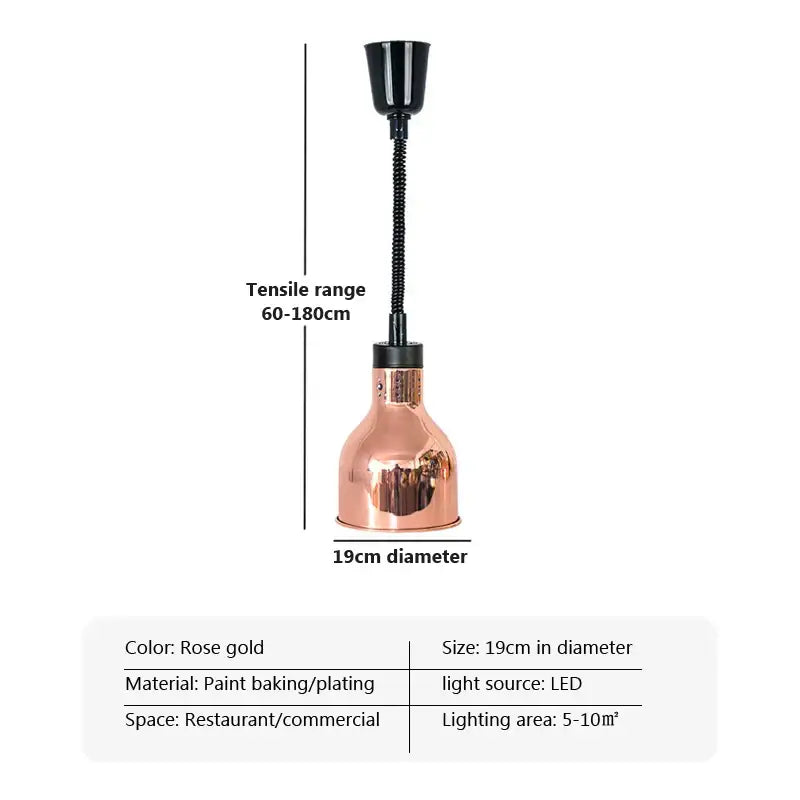 Industrial copper electric telescopic food heat pendant light kitchen