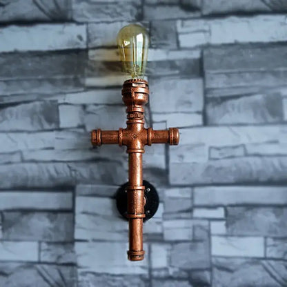 Industrial copper iron pipe wall sconce living room triple edison lamp