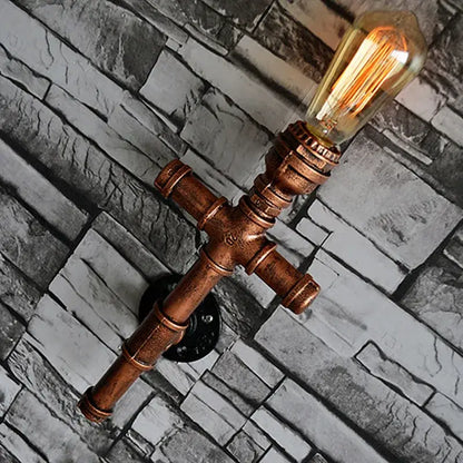 Industrial copper iron pipe wall sconce living room triple edison lamp