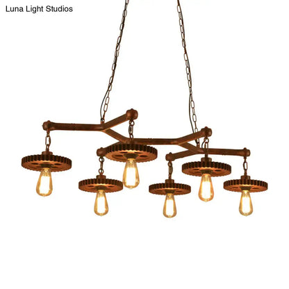 Industrial copper metal island lamp dining room gear chandelier