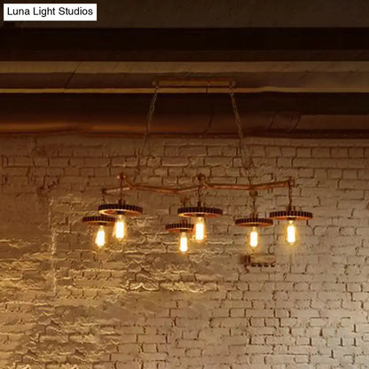 Industrial copper metal island lamp dining room gear chandelier
