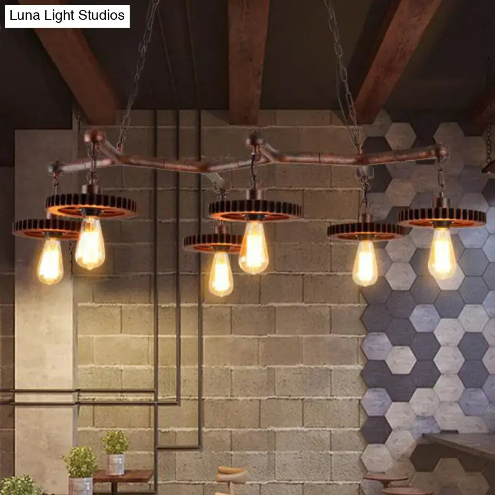 Industrial copper metal island lamp dining room gear chandelier
