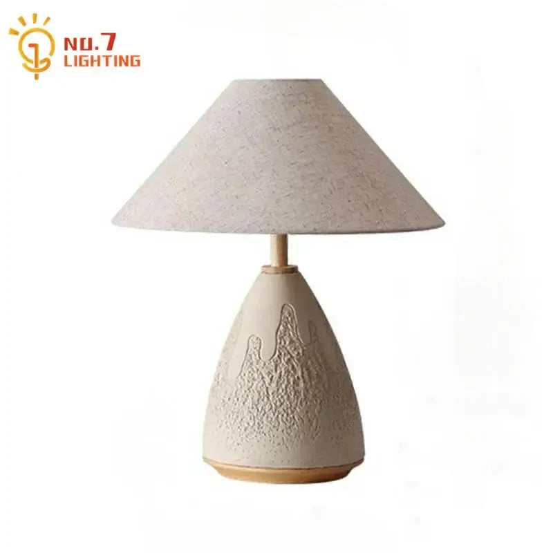 Industrial cream ceramic table lamp – bedroom concrete led table