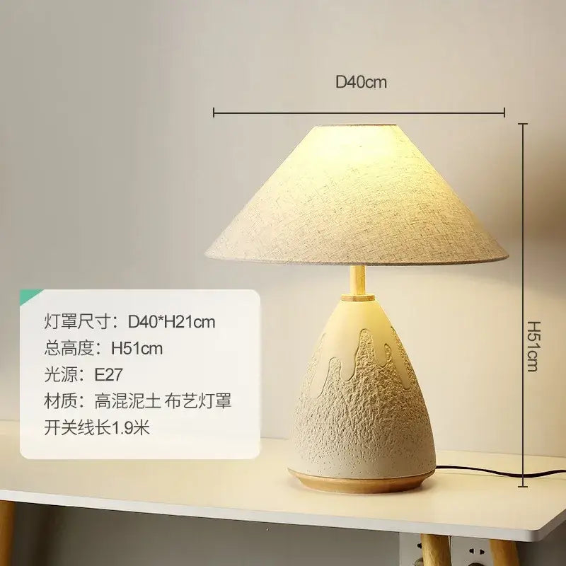 Industrial cream ceramic table lamp – bedroom concrete led table