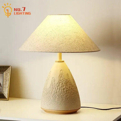 Industrial cream ceramic table lamp – bedroom concrete led table