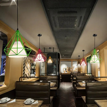 Industrial diamond cage pendant chandelier for kitchen and living room