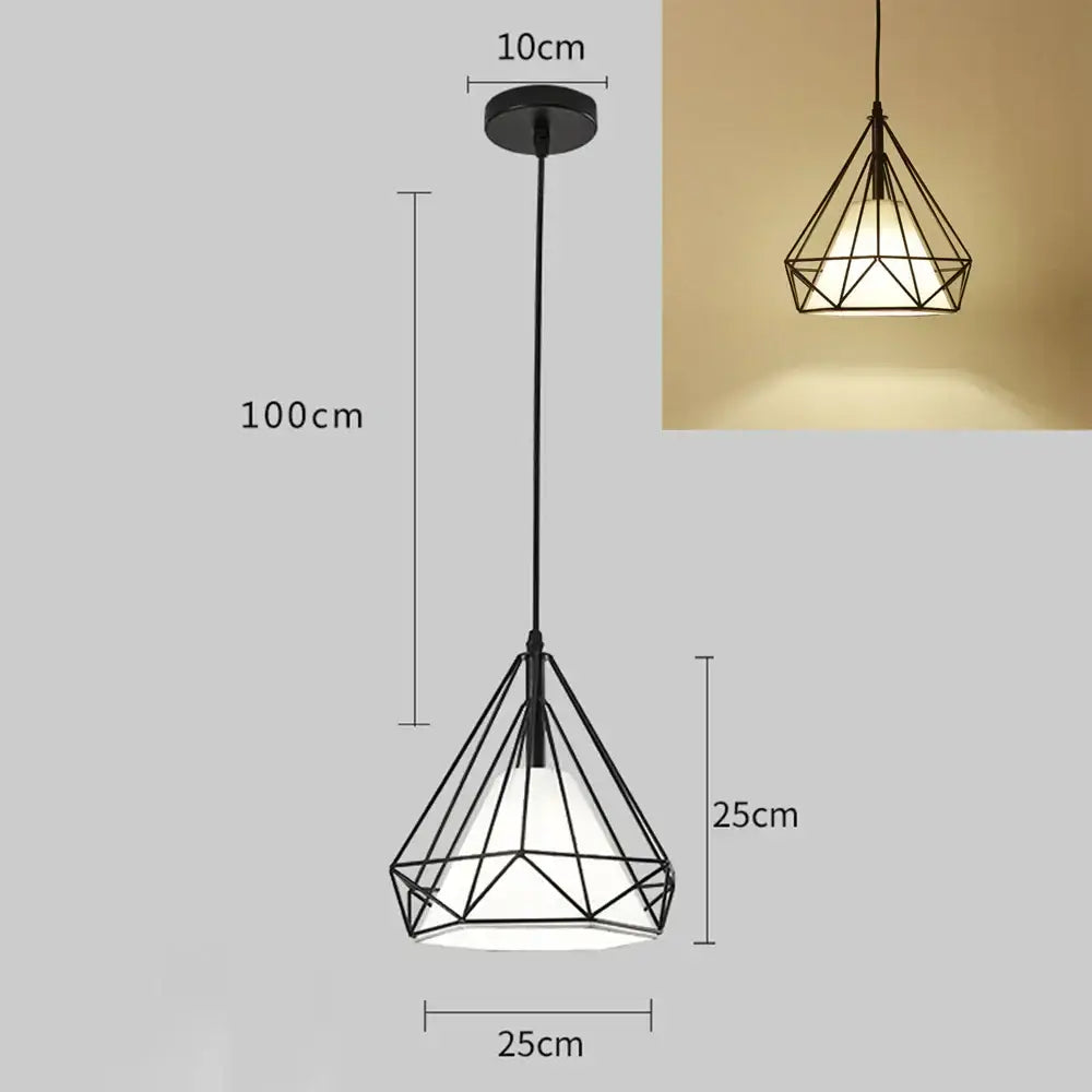 Industrial diamond cage pendant chandelier for kitchen and living room