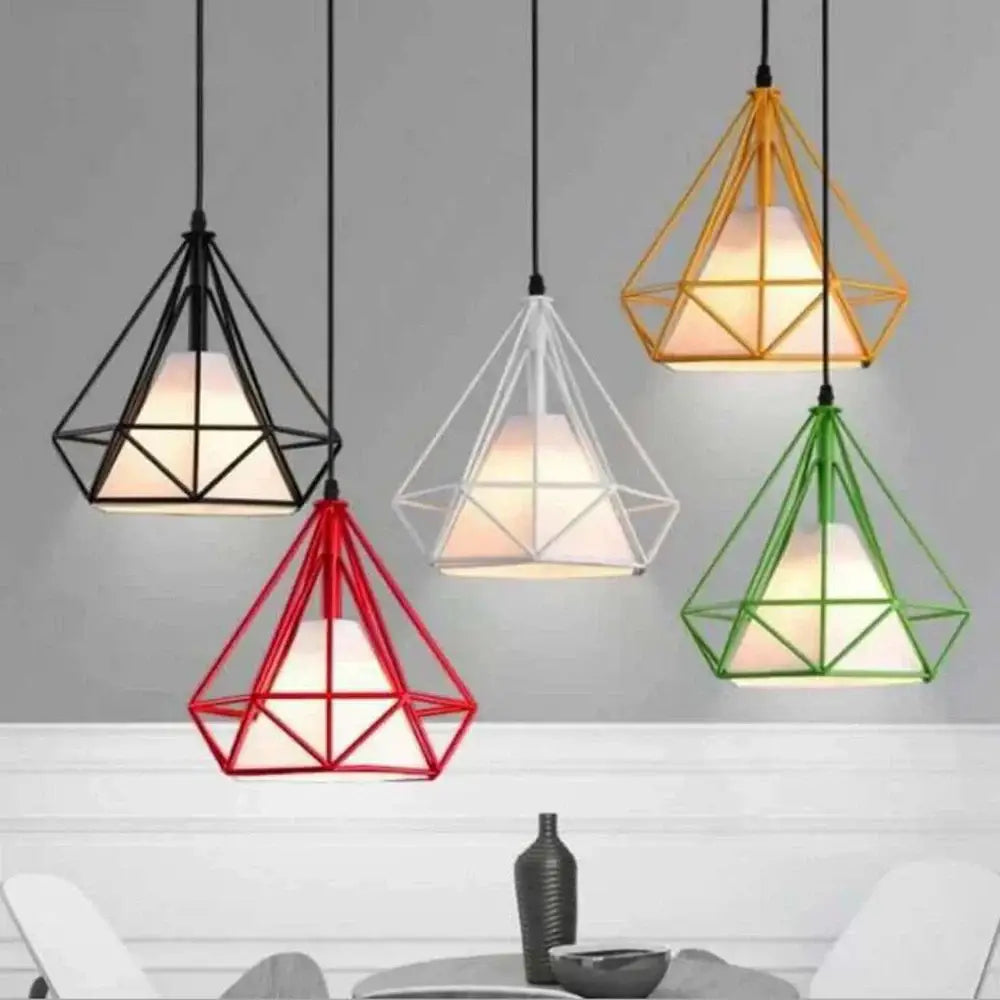 Industrial diamond cage pendant chandelier for kitchen and living room