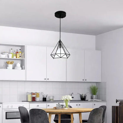 Industrial diamond cage pendant chandelier for kitchen and living room