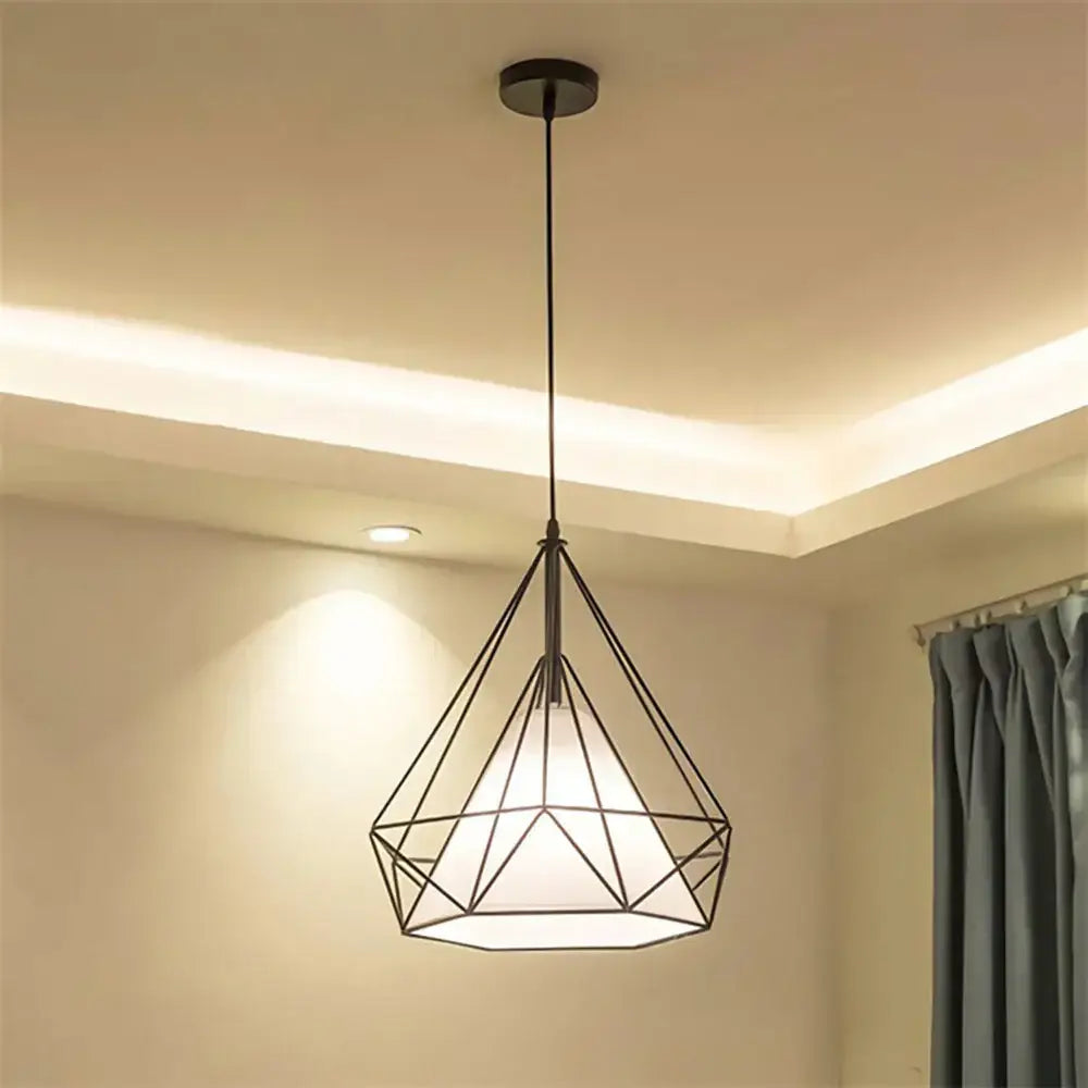 Industrial diamond cage pendant chandelier for kitchen and living room