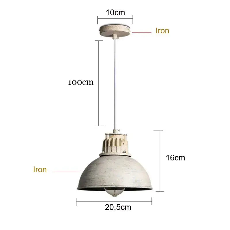 Industrial distressed white metal pendant lamp dining room