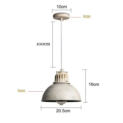 Industrial distressed white metal pendant lamp dining room