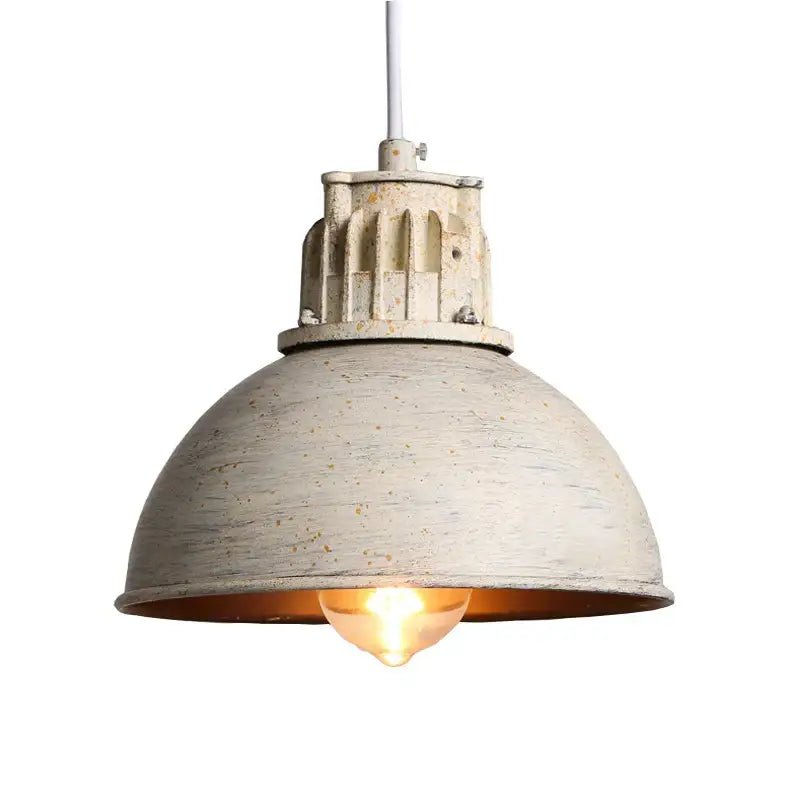 Industrial distressed white metal pendant lamp dining room
