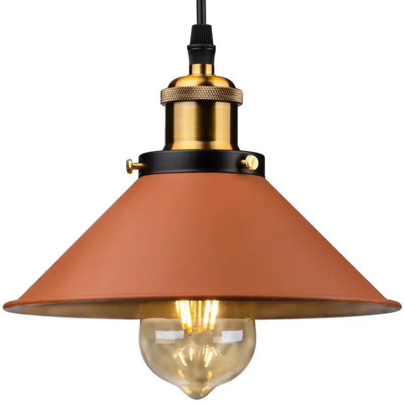 Industrial farmhouse brown pendant light kitchen island brass accents