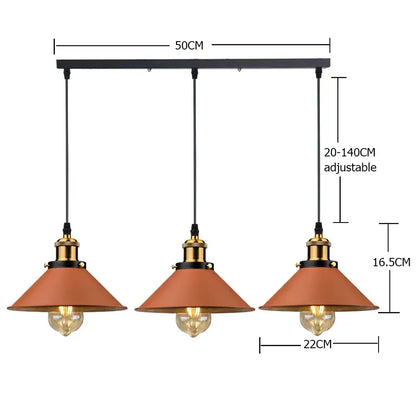 Industrial farmhouse brown pendant light kitchen island brass accents