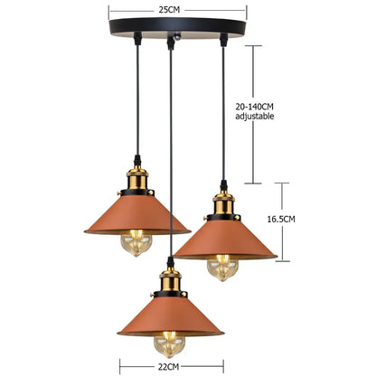 Industrial farmhouse brown pendant light kitchen island brass accents