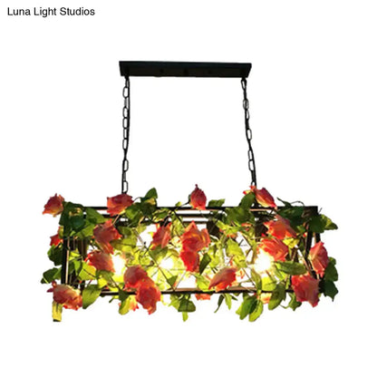Industrial floral black island pendant light kitchen rose chandelier