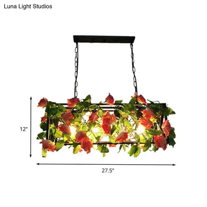 Industrial floral black island pendant light kitchen rose chandelier