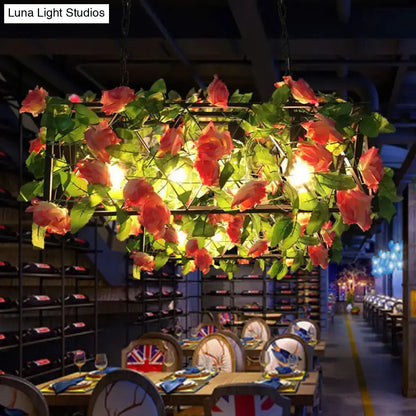 Industrial floral black island pendant light kitchen rose chandelier